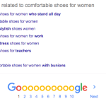Google Related Searches for the Phrase Comfortable Shoes for Women